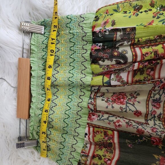 Maxi Skirt and midi Dress Women Smocked One Size Boho Patchwork Print - Picture 7 of 10